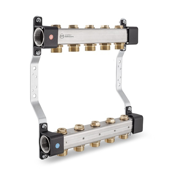 Distribuitor echipat KAN - therm, inox, filet interior, 6 cai, 1"
