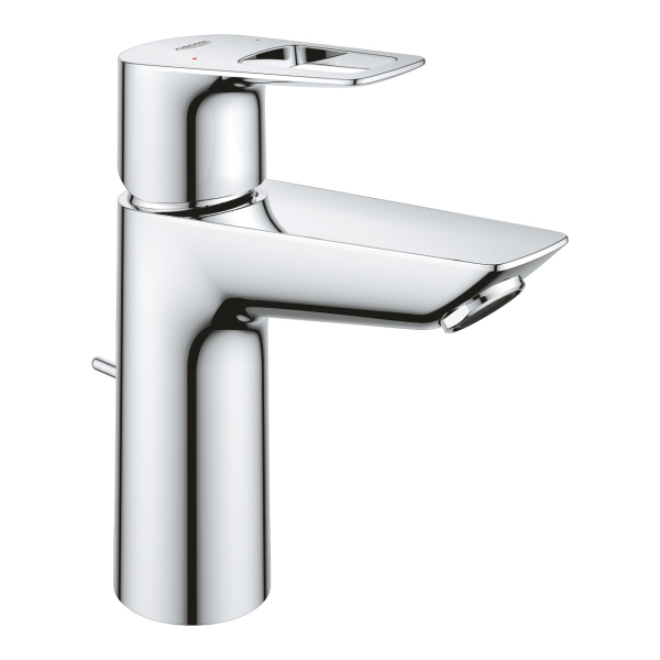 Baterie baie pentru lavoar Grohe Bauloop 23762001, 3/8", marimea M, montaj stativ, monocomanda, cartus ceramic, cromata, set evacuare cu tija