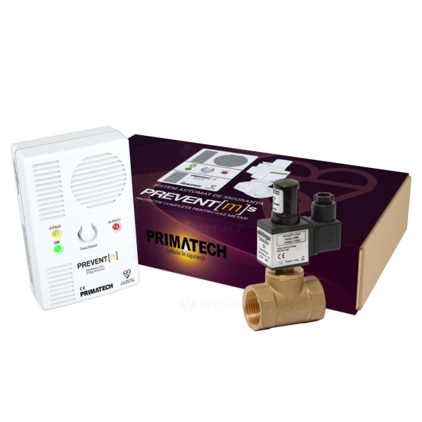 Kit detector de gaz + electrovalva de 1", pentru gaz metan primatech prevent [m]s 2pms21002sob, 230v