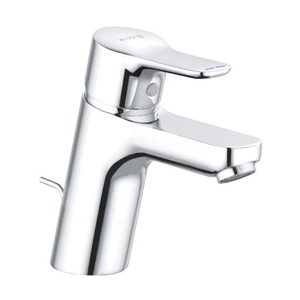 Baterie baie pentru lavoar, Kludi Pure & Easy 372820565, ventil inclus, montaj stativ, monocomanda, finisaj cromat