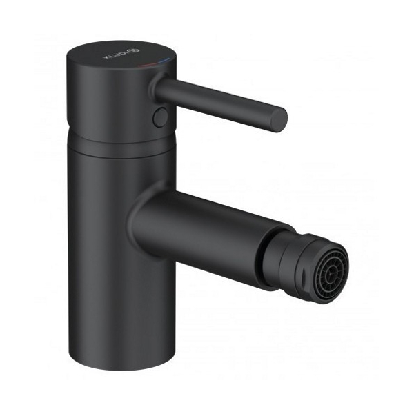 Baterie baie pentru bideu, Kludi Bozz 385333976, monocomanda, finisaj negru mat, cu ventil