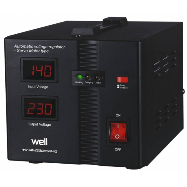 Stabilizator de tensiune cu servomotor SECURE 500VA/300W Well