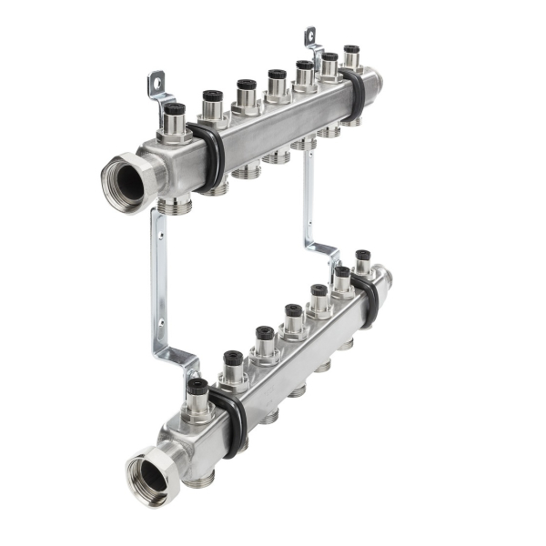 Distribuitor echipat Tece, inox, filet interior, 8 cai, 1"
