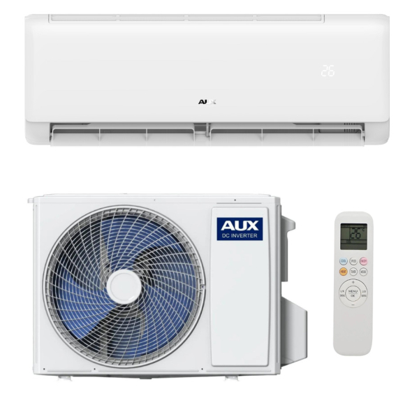 Aparat aer conditionat Aux Q Series, 12000 BTU, A++/A+, inverter, Wi-Fi, R32, functie incalzire, ventilatie, filtru aer, dezumidificare, mod de noapte, iFeel, auto-curatare, alb
