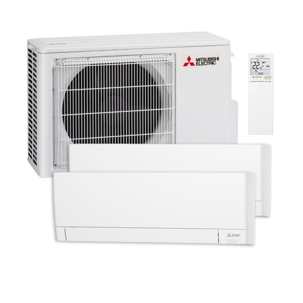 Aparat aer conditionat multisplit, Mitsubishi Electric AY, 1 x UE 18000 BTU, 2 x UI 9000 BTU, A+++/A++, inverter, Wi-Fi, filtru aer, functie incalzire, dezumidificare, anti-mucegai, auto-curatare, I Save, mod auto-diagnosticare