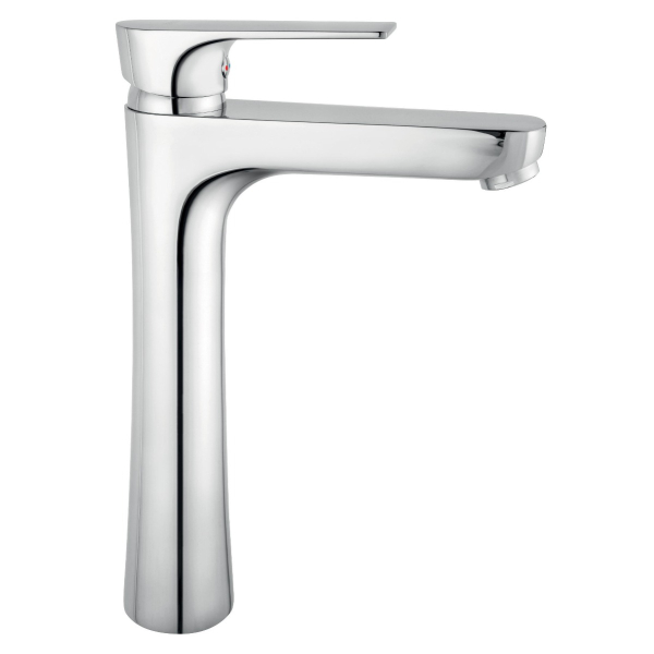 Baterie baie pentru lavoar, Ferro Square BAQ2L, inalta, stativa, monocomanda, finisaj cromat, cu ventil