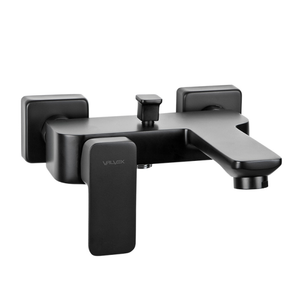 Baterie baie cada/dus, Valvex Loft Black 2455920, monocomanda, montaj aplicat, finisaj negru mat