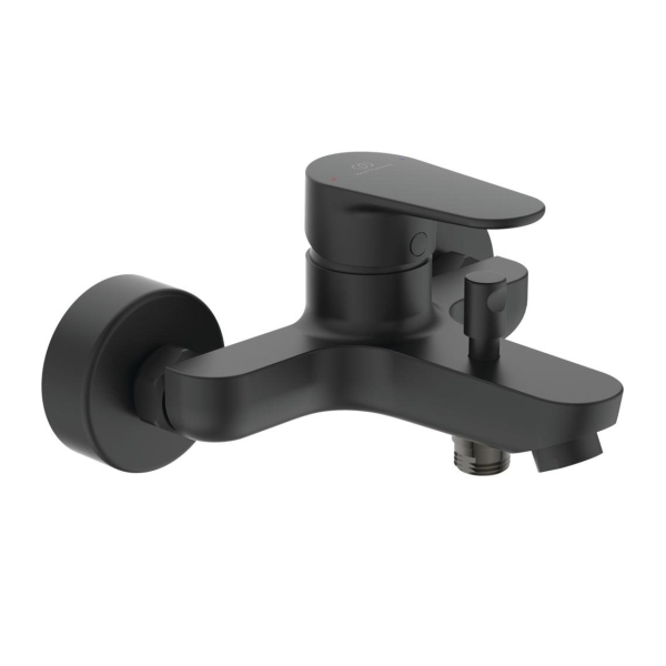 Baterie baie cada/dus, Ideal Standard Cerafine O, monocomanda, montaj aplicat, finisaj negru mat