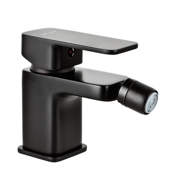 Baterie baie pentru bideu Valvex Loft Black 2455940, monocomanda, finisaj negru mat, cu ventil