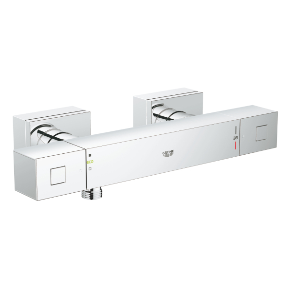 Baterie baie pentru dus, Grohe Grohtherm Cube 34488000, cu termostat, montaj pe perete, finisaj cromat