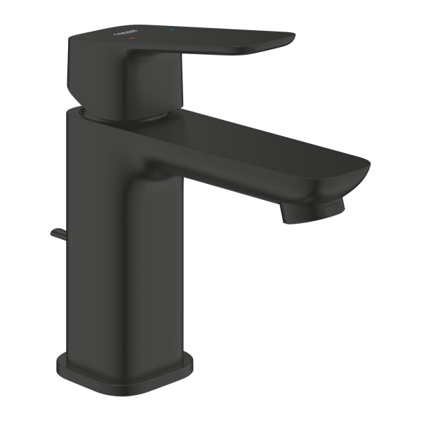 Baterie baie pentru lavoar Grohe Cubeo 1016942430, 3/8", marimea S, montaj stativ, monocomanda, cartus ceramic, finisaj negru mat, set evacuare cu tija