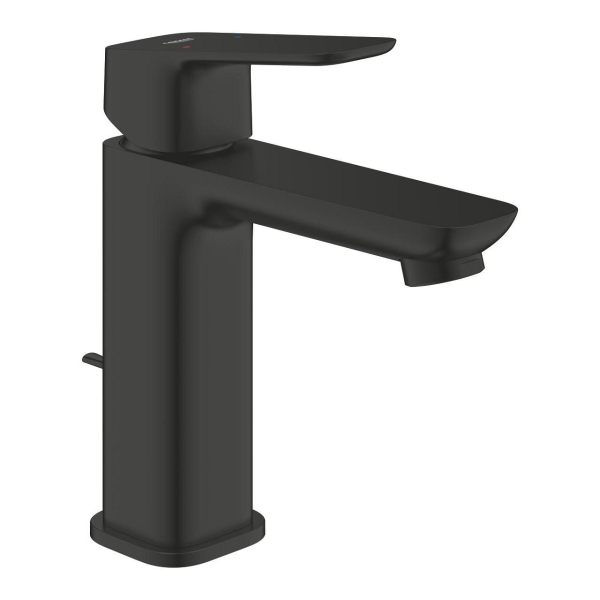 Baterie baie pentru lavoar Grohe Cubeo 1017492430, 3/8", marimea M, montaj stativ, monocomanda, cartus ceramic, finisaj negru mat, set evacuare cu tija