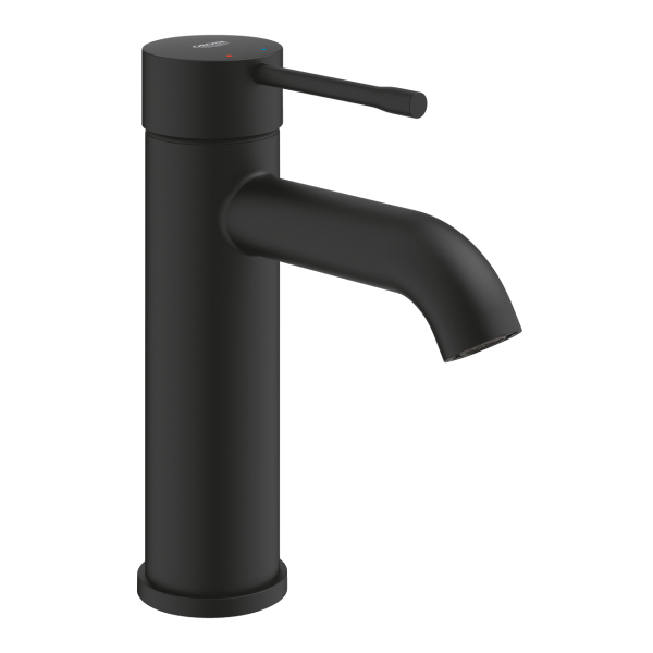 Baterie baie pentru lavoar Grohe Essence 24172KF1, 3/8", marimea S, monocomanda, cartus ceramic, negru mat, set evacuare cu tija