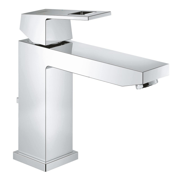 Baterie baie pentru lavoar Grohe Eurocube 23445000, 3/8", marimea M, montaj stativ, monocomanda, cartus ceramic, cromata, set evacuare cu tija
