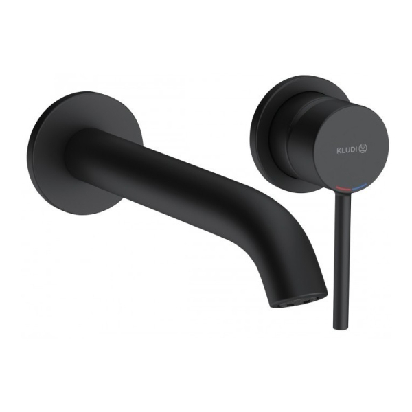 Baterie baie pentru lavoar, Kludi Bozz 382453976, incastrata, monocomanda, finisaj negru mat, pipa 23 cm