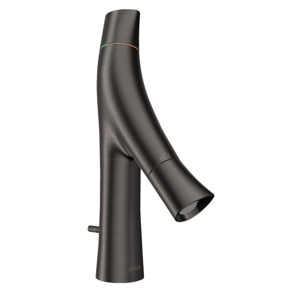Baterie lavoar, Hansgrohe Axor Starck Organic 12010340, stativa, monocomanda, alama, finisaj negru periat, cu ventil pop-up