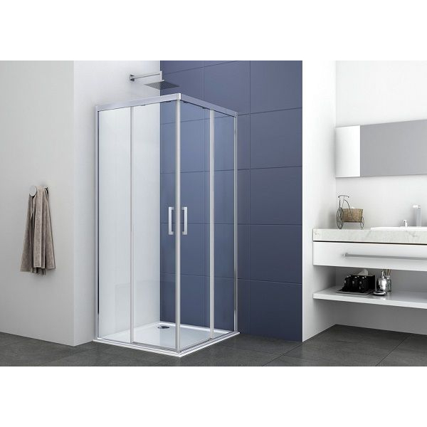 Cabina dus patrata, Sanotechnik Elite, profil argintiu, 90 x 90 x 195 cm