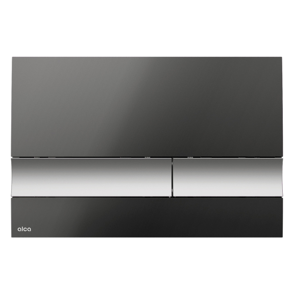 Clapeta actionare rezervor WC incastrat, Alcadrain Basic M1728-2, negru + cromat mat