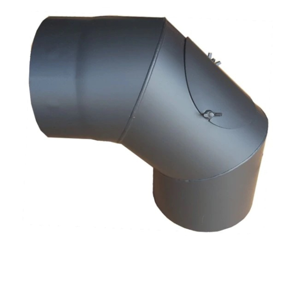 Cot burlan din otel tabla groasa, negru, 90 grade, D 200 mm