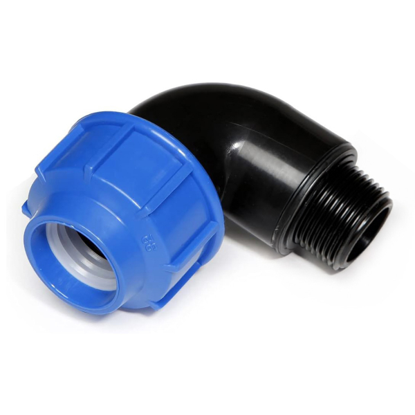 Cot compresiune PEHD, filet exterior, D 32 mm x 3/4", 90 grade