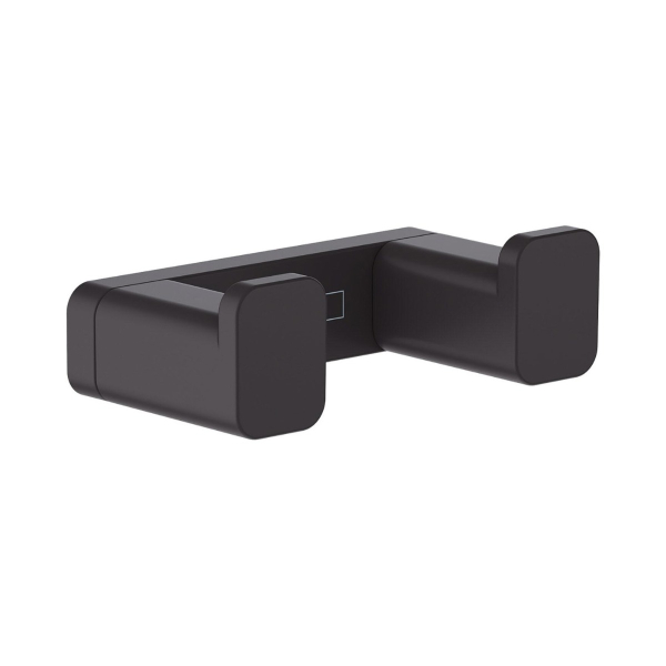 Cuier baie Hansgrohe AddStoris 41755670, 2 agatatori, finisaj negru mat
