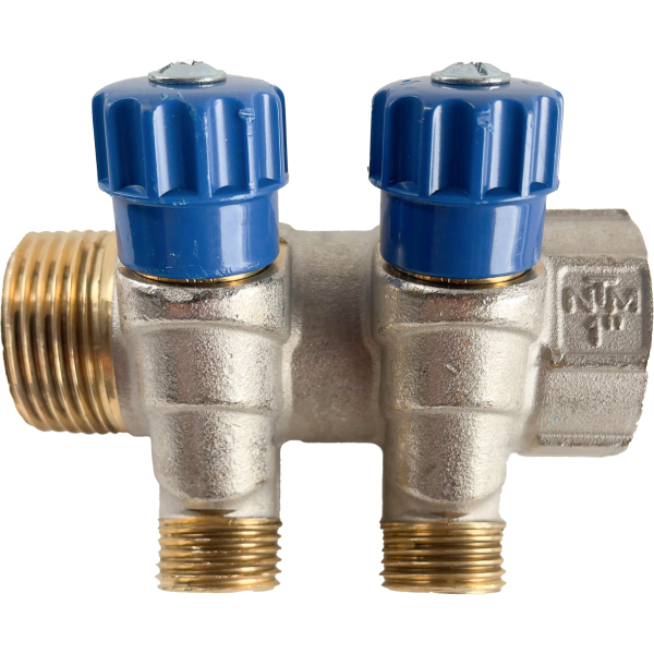 Distribuitor cu robinet 1", cu 2 cai 1/2", filet exterior, NTM 21602B