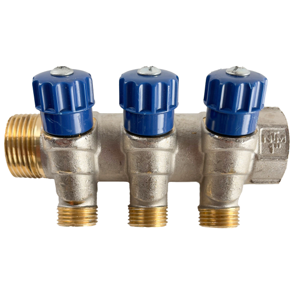 Distribuitor cu robinet 1", cu 3 cai 1/2", filet exterior, NTM 21603B