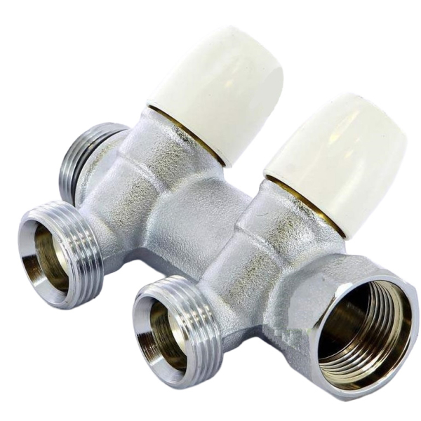 Distribuitor cu robinet 3/4", cu 2 cai 3/4”, filet exterior, Tiemme 1860026