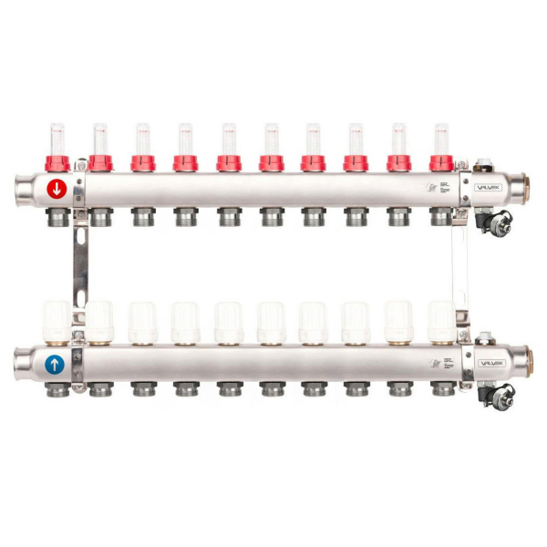 Distribuitor incalzire pardoseala Valvex K5H, inox, filet interior, 10 cai, 1" - 3/4"