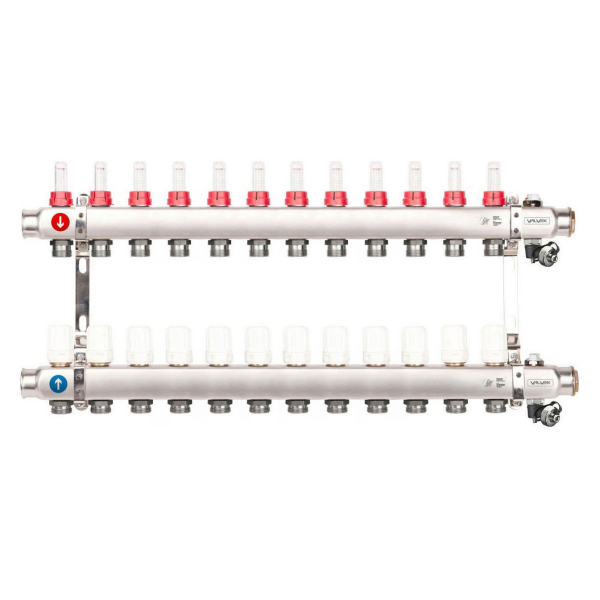 Distribuitor incalzire pardoseala Valvex K5H, inox, filet interior, 12 cai, 1" - 3/4"