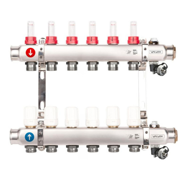 Distribuitor incalzire pardoseala Valvex K5H, inox, filet interior, 6 cai, 1" - 3/4"