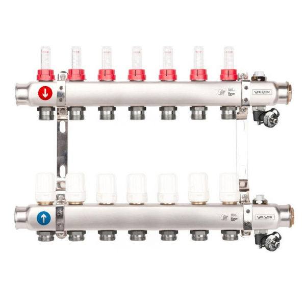 Distribuitor incalzire pardoseala Valvex K5H, inox, filet interior, 7 cai, 1" - 3/4"