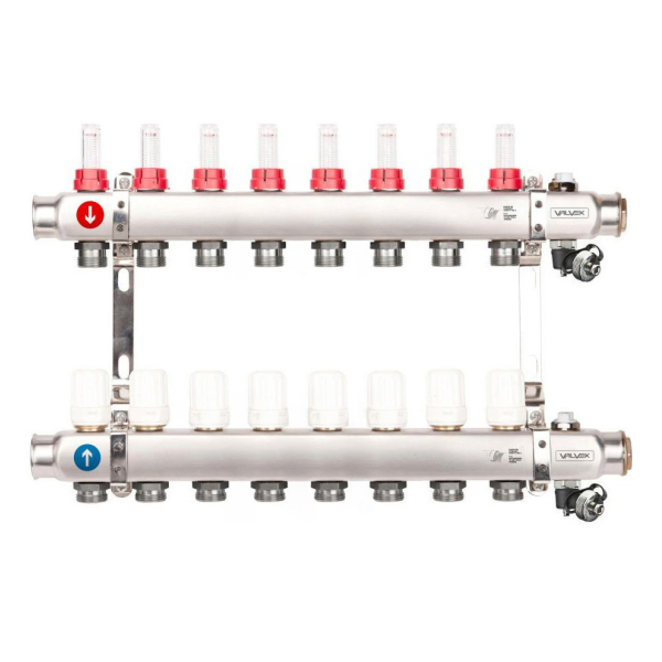 Distribuitor incalzire pardoseala Valvex K5H, inox, filet interior, 8 cai, 1" - 3/4"