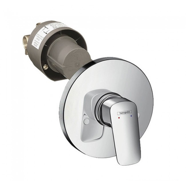 Baterie baie incastrata, pentru dus, Hansgrohe Logis + corp incastrat, monocomanda, finisaj cromat, 