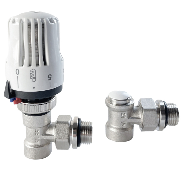Kit robinet calorifer termostatat + robinet calorifer retur + cap termostat Purmo FIG01213502I0011, alama, 1/2"