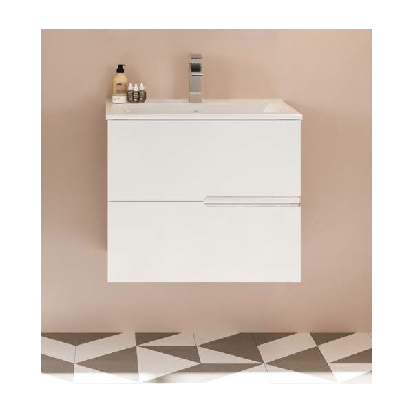 Masca baie + lavoar Savini Due Eva, cu sertare, alb, suspendat, 60 x 47 x 53 cm