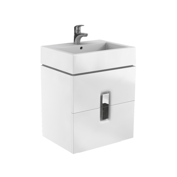 Masca baie pentru lavoar, Kolo Twins 89492000, cu sertare, alb lucios, montaj suspendat, 60 x 46 x 57 cm