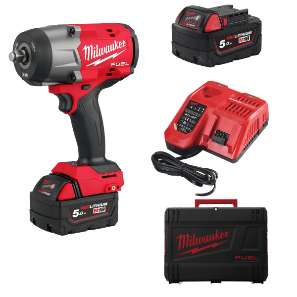 Masina de insurubat, cu impact, motor fara perii, Milwaukee Fuel M18 FHIW2F12-502X, 4933492783, cu 2 acumulatori, 18 V, 5 Ah