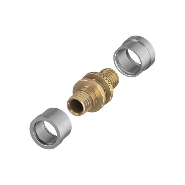 Niplu permanent si fara o-ring Tece, pentru incalzire in pardoseala cu agent termic, alama, 17 x 17 mm