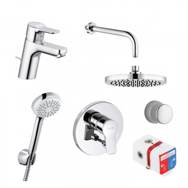 Pachet pentru baie incastrat , Kludi Pure & Easy A-QA Eco 200 376300565, finisaj cromat, cu baterie de lavoar