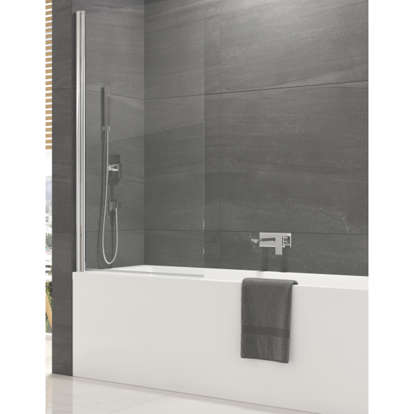 Paravan pentru cada  SanSwiss Ocelia, 80 x 140 cm, element mobil, sticla transparenta, profil crom lucios