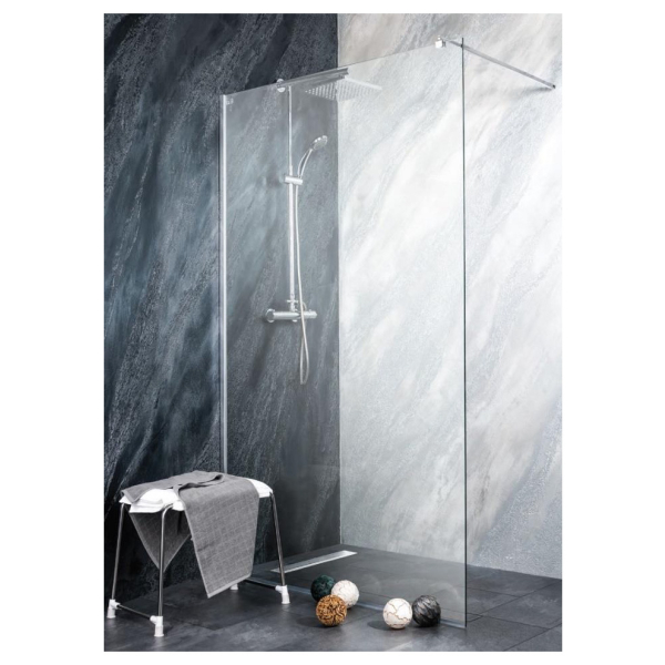 Perete dus tip walk-in, Sanotechnik Freedom MP80, sticla transparenta, profil cromat, 78 - 79 x 195 cm