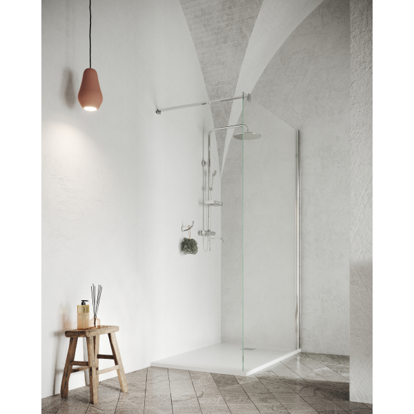 Perete dus tip walk-in, Savini Due BX2044, sticla transparenta, profil cromat, 110 x 190 cm
