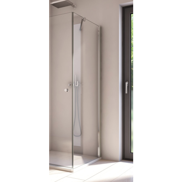 Perete fix pentru cabina dus, Sanswiss Solino, sticla transparenta, profil cromat, 90 x 200 cm