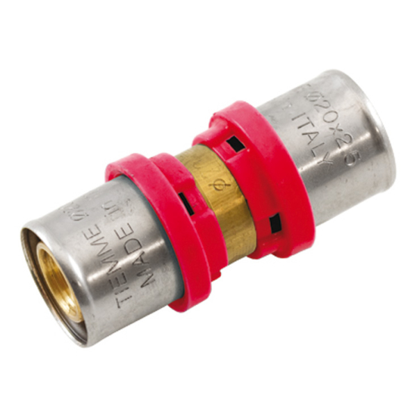 Racord presare drept dublu 1650 Tiemme, alama, D 20.2 mm
