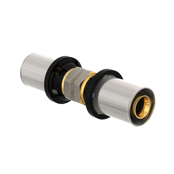 Racord presare drept dublu FAZ4C32A32A000E0 Purmo Cleverfit, pentru sisteme de incalzire, alama, filet interior, D 32.3 mm