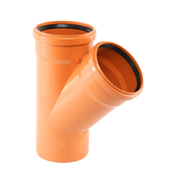 Ramificatie PVC cu inel, D 200 x 110 mm, 45 grade