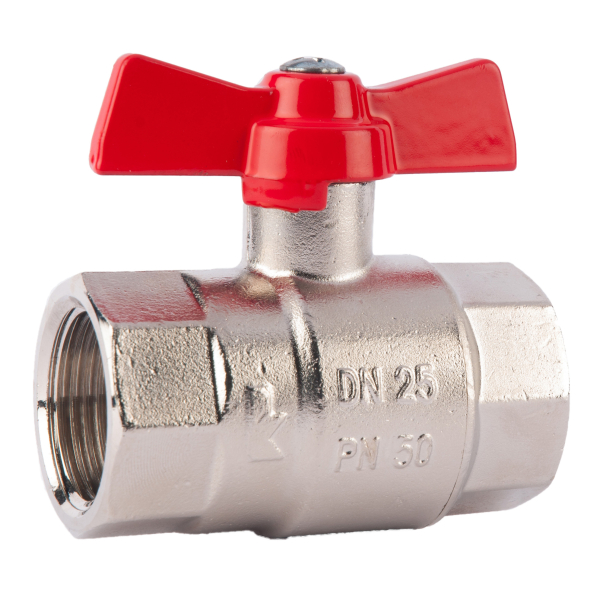 Robinet de inchidere cu sfera Herz Heavy, alama nichelata, filet interior, 3/8", PN 63, maner fluture