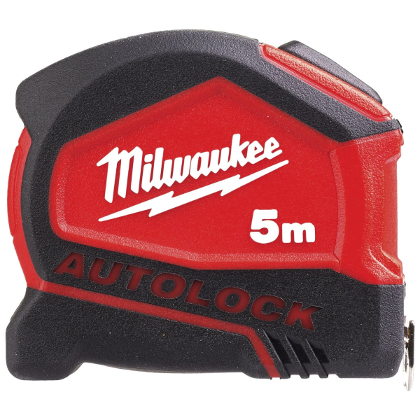 Ruleta cu banda metalica, cu protectie si autoblocare, Milwaukee Autolock 4932464663, 5 m
