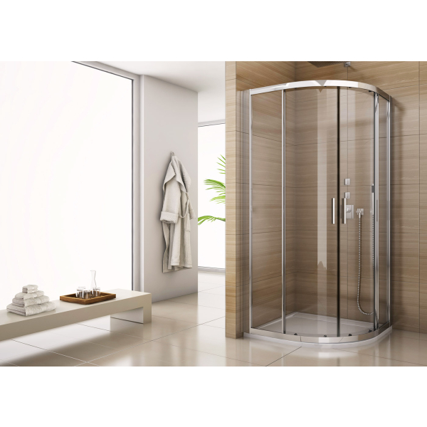 Cabina semirotunda dus SanSwiss Salia 80 x 80 x 190 cm, doua usi culisante + 2 parti fixe, SALR550805007